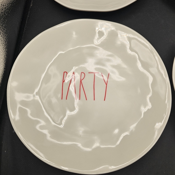 Rae Dunn PARTY & FUN Plates Red Writing - Picture 6 of 8